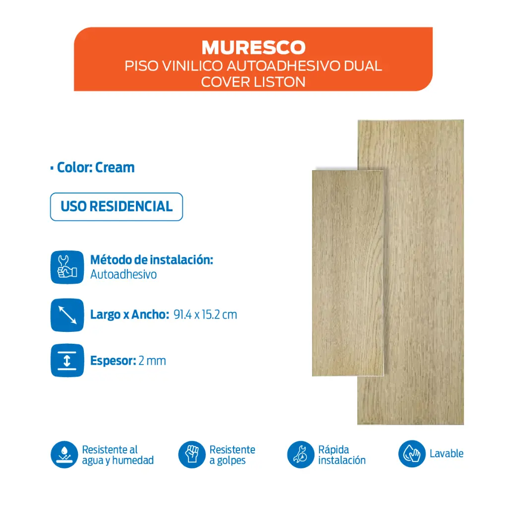 muresco piso vinilico autoadhesivo cream caracteristicas.webp