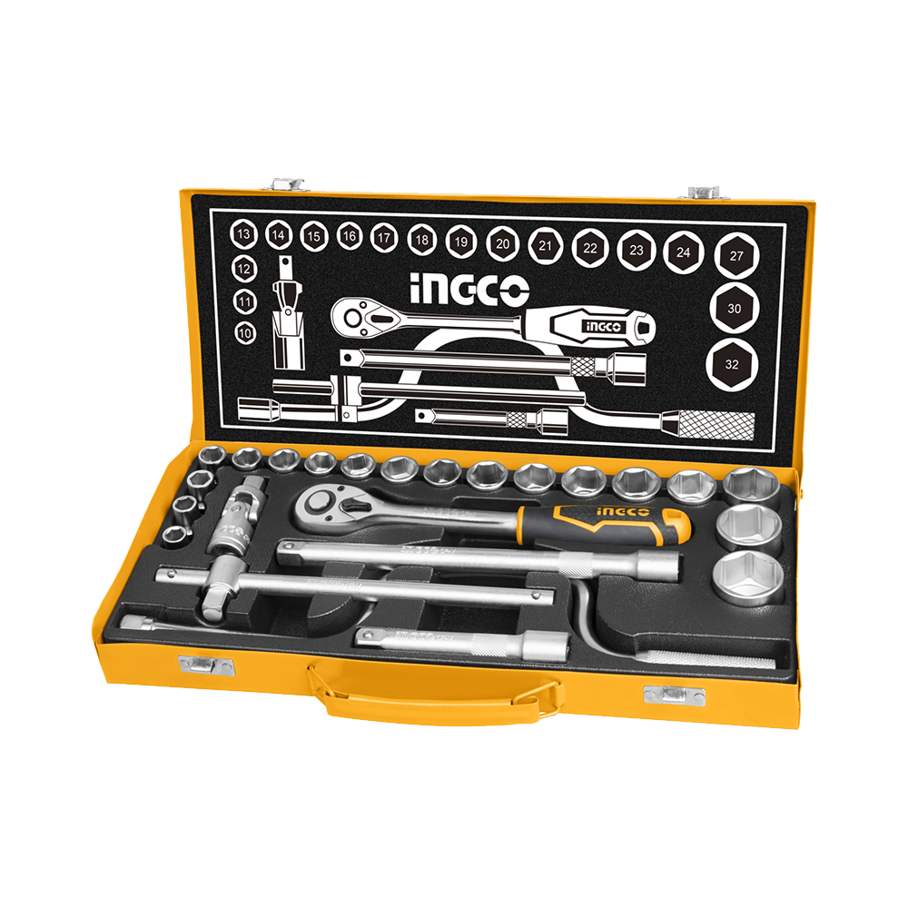 Ingco Set De Dados Y Llave Tubo Con Crique *#