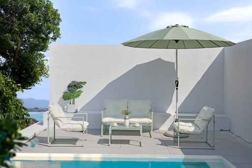 [257372] Pintecord Set Aqua De Jardin 4 Piezas De Metal Con Almohadones